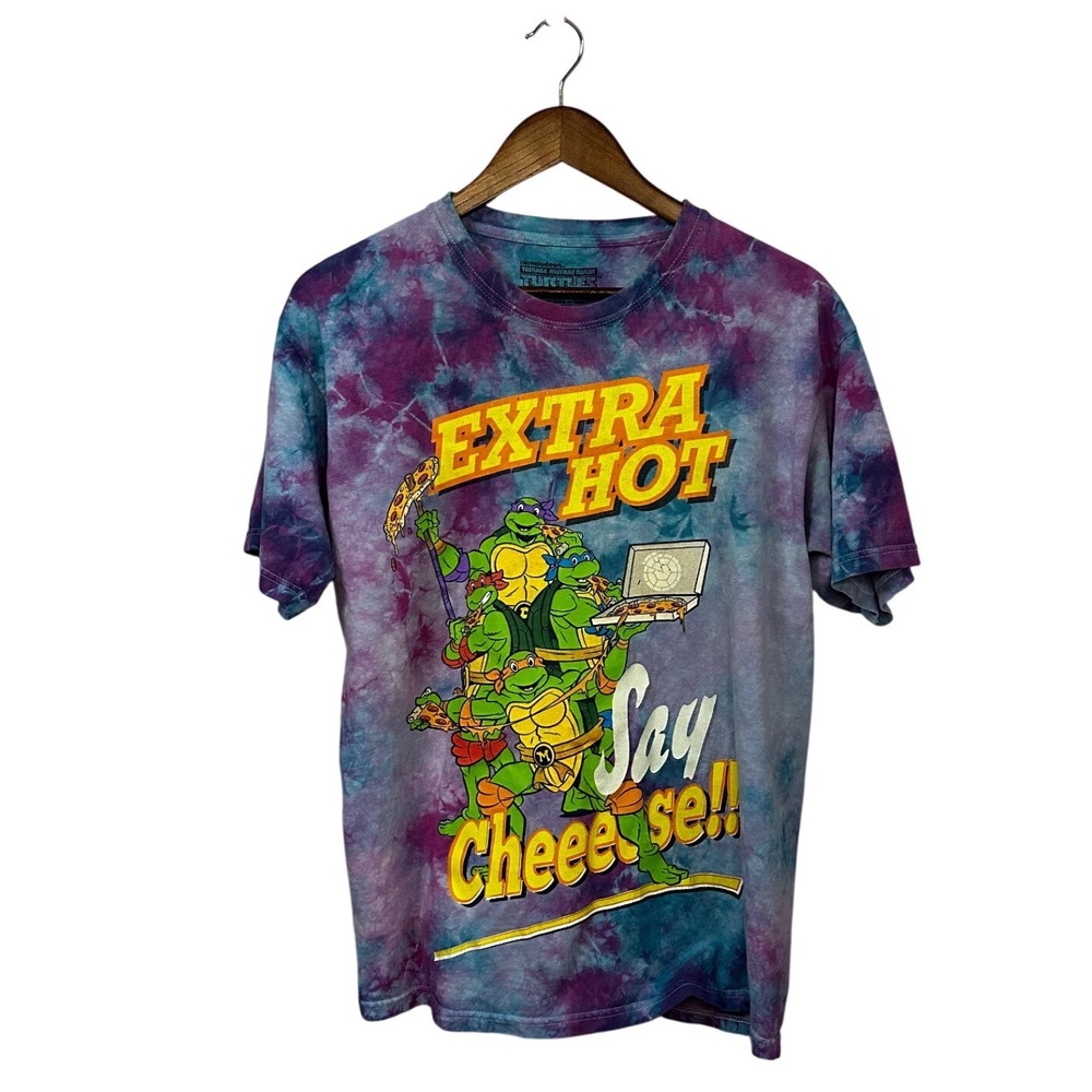 TMNT Tie Dye Tee Extra Hot Say Cheese Nickelodeon 100% Cotton Size L Unisex